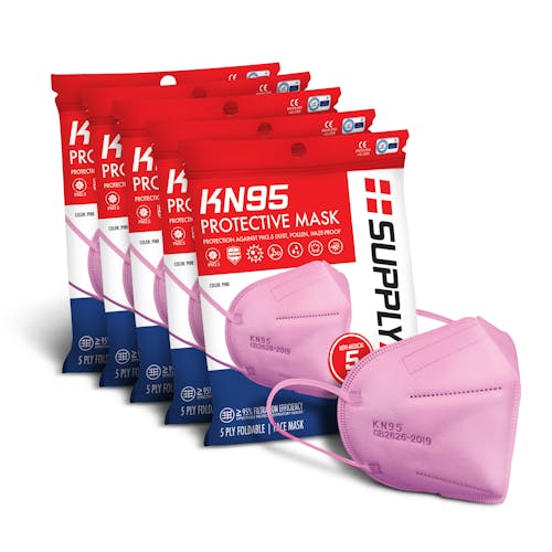 Supply Aid 25-pack of Pink KN95 Protective Face Masks.