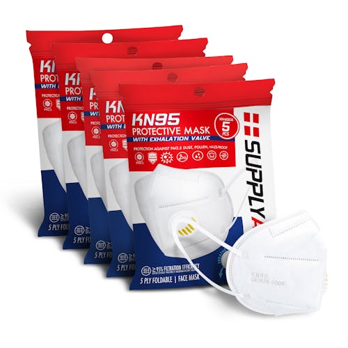 Supply Aid 25-pack of KN95 Face Mask with Exhalation Valve.