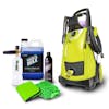 Sun Joe 14.5-amp 2030 PSI Electric Pressure Washer with 64-ounce Wash and Wax cleaning solution, shine and protectant spray, foam cannon, microfiber towel, and washing mitt.