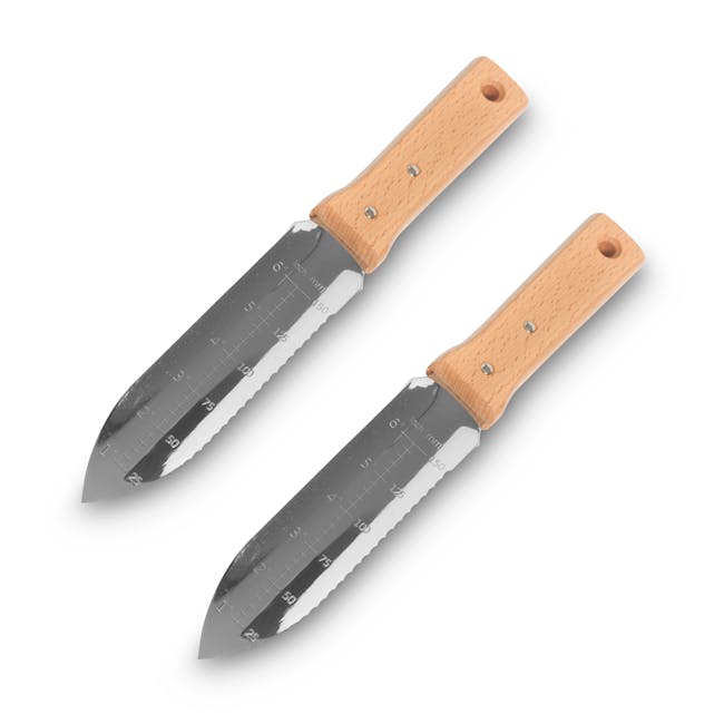 Nisaku 2-Pack of Japanese stainless steel weeding knives.