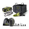 Auto Joe Storage organizer with a handheld vacuum, air blasting water dryer, 2 storage bags, and over 10 attachments.