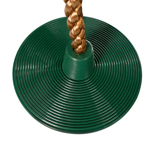 Close-up of the 14-inch diameter base disc on the Rope Climber Swing.