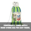 Conveniently comes with a draw string bag for easy travel.