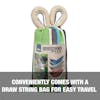 Conveniently comes with a draw string bag for easy travel.