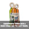 Conveniently comes with a draw string bag for easy travel.