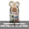 Conveniently comes with a draw string bag for easy travel.