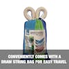 Conveniently comes with a draw string bag for easy travel.