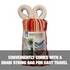 Conveniently comes with a draw string bag for easy travel.