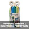 Conveniently comes with a draw string bag for easy travel.