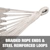 Braided rope ends and steel reinforced loops.