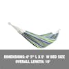 Dimensions: 6 foot and 5 inch length, 5 foot width, and overall length of 10 feet.