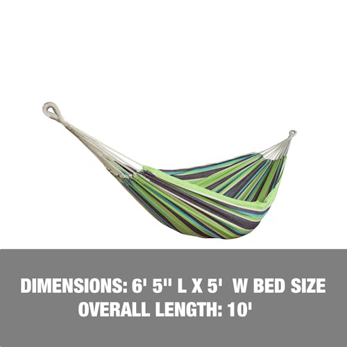 Dimensions: 6 foot and 5 inch length, 5 foot width, and overall length of 10 feet.