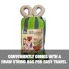 Conveniently comes with a drawstring bag for easy travel.