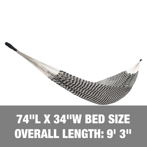 74-inch length, 34-inch width, and an overall length of 9 feet and 3 inches.