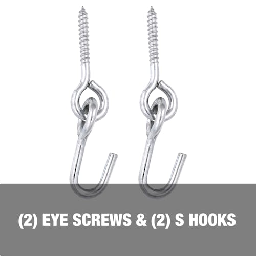 2 eye screws and 2 S hooks.
