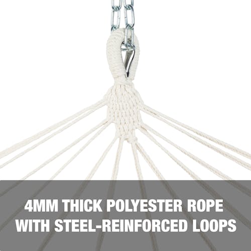 4mm thick polyester rope with steel reinforced loops.