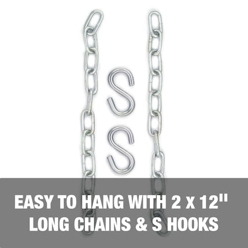 Easy to hang with 2 12-inch chains and S hooks.