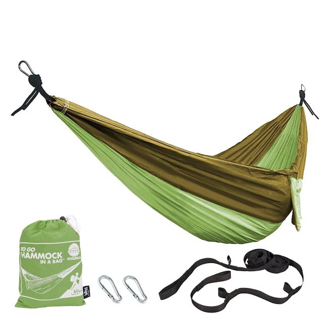 Bliss Hammocks 54-inch Wide Forest Green Camping Hammock with tree straps and carrying bag.