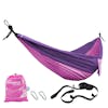 Bliss Hammocks 54-inch Pink and Purple Camping Hammock with tree straps and carrying bag.