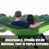 Breathable, strong nylon material that is triple stitched.