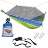 Bliss Hammocks 54-inch wide Mermaid-variation Camping Hammock with mosquito net, tree straps, and a carry bag.