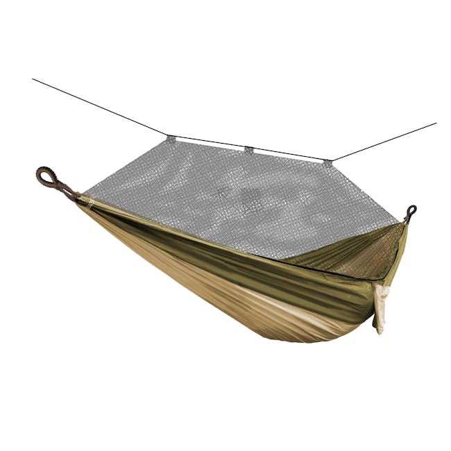 Bliss Hammocks 54-inch wide Desert Storm Camping Hammock with mosquito net.