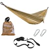 Desert storm camping hammock with carry bag, tree straps, and carabiners.