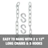 Easy to hang with 2 12-inch long chains and S-hooks.