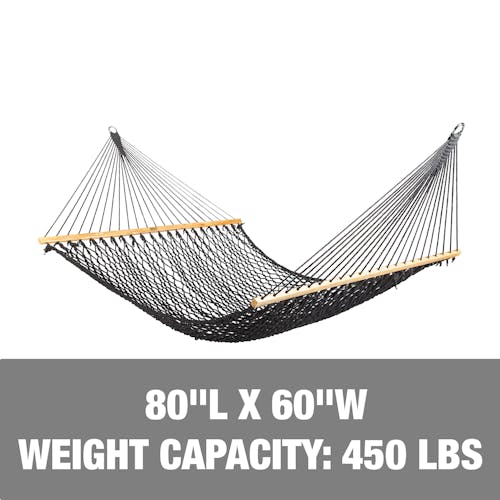 80-inch length, 60-inch width, and a weight capacity of 450 pounds.