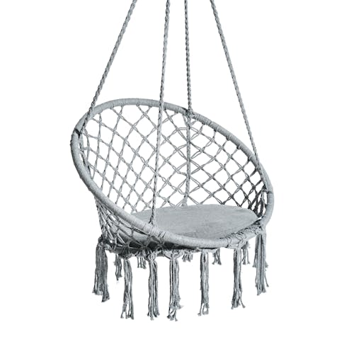 Bliss Hammocks 31.5-inch Wide Gray Macramé Swing Chair.