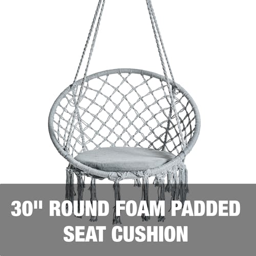 30-inch round foam padded seat cushion.