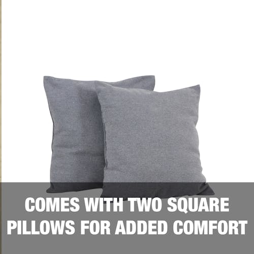 Comes with 2 square pillows for added comfort.