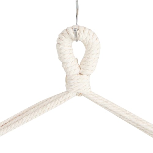 Close-up of the rope loop to hang the Bliss Hammocks 40-inch Wide White Fringed Hammock Chair.
