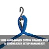 3mm hand-woven cotton braided rope and strong, easy setup hanging kit.