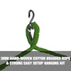 3mm hand-woven cotton braided rope and strong, easy setup hanging kit.