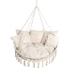 Bliss Hammocks 55-inch 2 Person Bohemian Style Macramé Swing Chair with pillows.