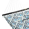 Close-up of the spreader bar on the Bliss Hammocks 55-inch Blue Geo Diamond Quilted Hammock.