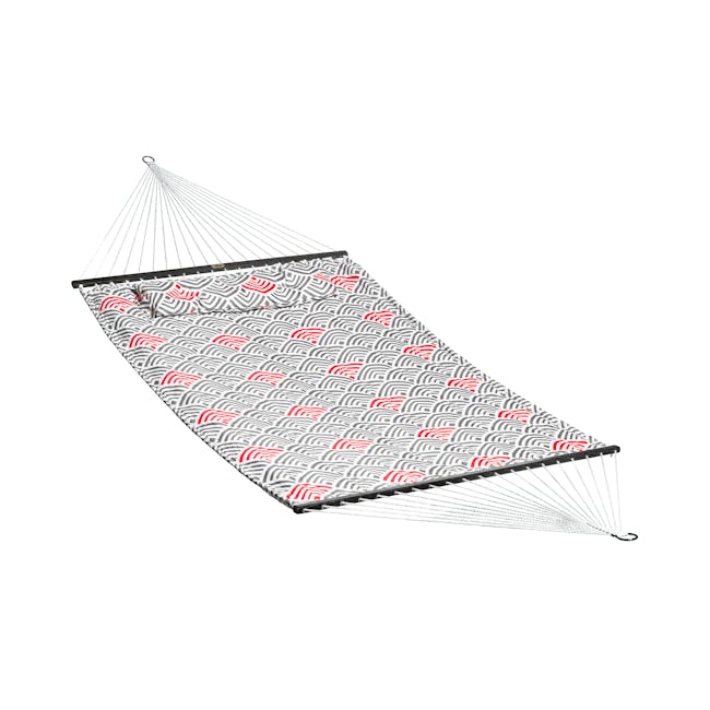 Bliss Hammocks 55-inch Wide 2-Person Red and Grey Reversible Quilted Hammock.