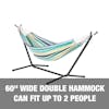 60-inch wide double hammock can fit up to 2 people.