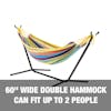 60-inch wide double hammock can fit up to 2 people.