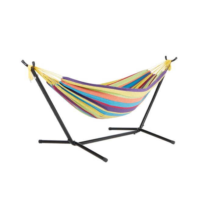 Bliss Hammocks 60-inch Candy Stripe Double Hammock and 9-foot stand.