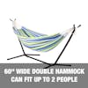 60-inch wide double hammock can fit up to 2 people.