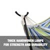 Thick handwoven loops for strength and durability.