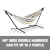 60-inch wide double hammock can fit up to 2 people.