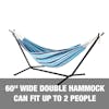 60-inch wide double hammock can fit up to 2 people.