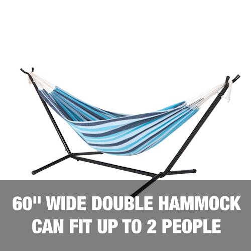 60-inch wide double hammock can fit up to 2 people.