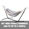 60-inch wide double hammock can fit up to 2 people.