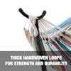 Thick handwoven loops for strength and durability.