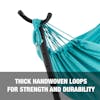 Thick handwoven loops for strength and durability.