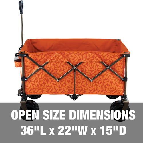 Open size dimensions: 36 inches long, 22 inches wide, and a 15-inch depth.